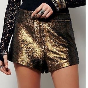 Free People "Time to Shine" Gold shorts